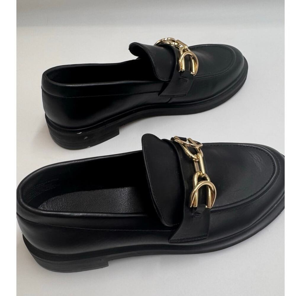 American Eagle Black Loafers Gold Horsebit Slip On Flats Womens 7 - Picture 9 of 9